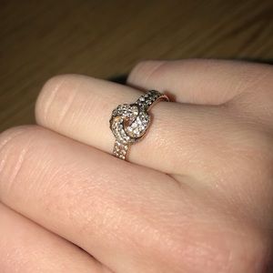 Pandora Sparkling Love Knot Ring Rose Gold